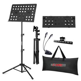5 Core Music Stand For Sheet Music Height Adjustable Portable Folding Atril Para Partituras w Light Clip for Guitar Players Violinists Cellists P
