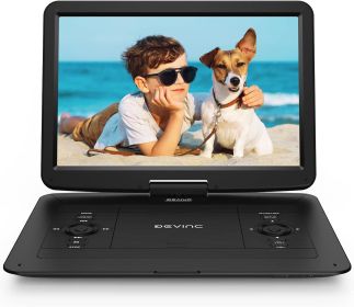 17.9" Portable DVD Player with 15.6" HD Swivel Screen, Support Multiple DVD CD Formats/USB/SD Card/Sync TV, 6 Hours Rechargeable Battery, Car Cha