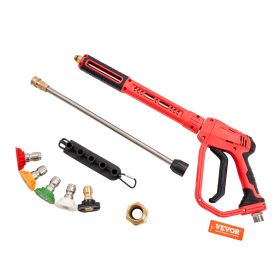 VEVOR High Pressure Washer Gun, 4000 PSI, Power Washer Spay Gun with Replacement Extension Wand, M22-14mm Inlet & 1/4'' Outlet Hose Connector Foa
