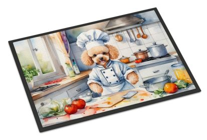 NEW Poodle The Chef Doormat Front Door Mat Indoor Outdoor Rugs for Entryway, Non Slip Washable Low Pile, 18H X 27W