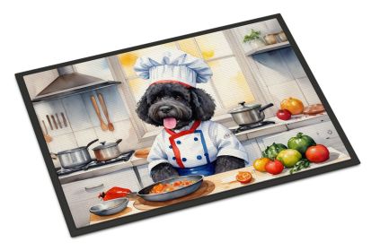 NEW Portuguese Water Dog The Chef Doormat Front Door Mat Indoor Outdoor Rugs for Entryway, Non Slip Washable Low Pile, 18H X 27W