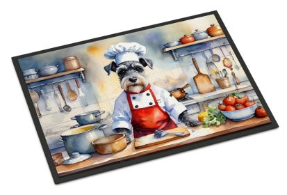 NEW Schnauzer The Chef Doormat Front Door Mat Indoor Outdoor Rugs for Entryway, Non Slip Washable Low Pile, 18H X 27W