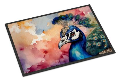 Peacock Doormat Front Door Mat Indoor Outdoor Rugs for Entryway, Non Slip Washable Low Pile, 24H X 36W