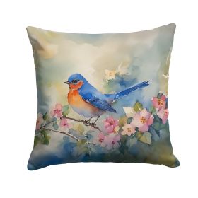 Bluebird Throw Pillow Machine Washable, Indoor Outdoor Decorative Pillow for Couch, Bed or Patio, 14Hx14W