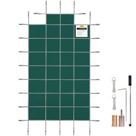 VEVOR Pool Safety Cover Fits18x36ft Inground Safety Pool Cover Green Mesh with 4x8ft Center End Steps Solid Pool Safety Cover for Swimming Pool W