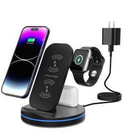 Charging Station for Multiple Devices,3 in 1 Fast Wireless Charging Stand Dock for iPhone 14/13/12/11/Pro/Max/XS/XR/X/8/Plus
