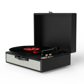 Portable Vinyl record player S350,with 2 Stereo Speakers, Wireless 3-Speed 33/45/78RPM, Support Headphone Jack/USB/AUX-IN/RCA-Out/Recording