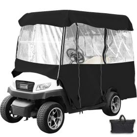 VEVOR Golf Cart Enclosure 86, 4-Person Golf Cart Cover, 4-Sided Fairway Deluxe, 300D Waterproof Driving Enclosure With Transparent Windows, Fit F (Color: Black)