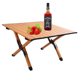 Portable Picnic Table, Rollable Aluminum Top & Solid Folding X-Frame ZB1001MW (Option: Brown White)