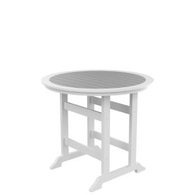 HDPE Bar Table, Dining Table, Patio Set, Counter Height Outdoor White   Gray (Color: White)