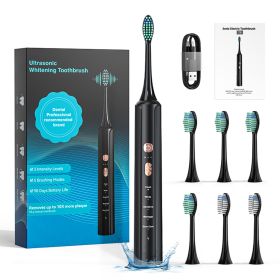 Aquasonic Black Series Ultra Whitening Toothbrush   ADA Approved Electric Toothbrush    8 Brush Heads    Travel Case   40.000 VPM Electric Motor (Color: Black)