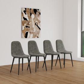 Set Of 4 Grey Dining Chairs, Modern Kitchen Dining Chairs, Suede Upholstered Dining Chairs (Color: Grey)