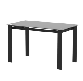Modern Tempered Glass Black Dining Table (Color: Black)