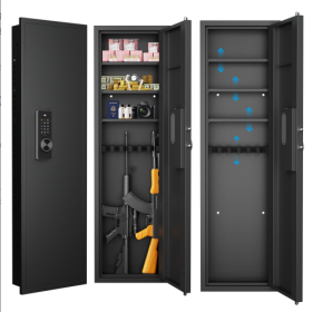 53 Passwod Touch Panel In-Wall Safe,Hidden Wall Gun Safe For Rifles With Adjustable Shelves,Assembled Storage Multifunctional Wall Safe For Firea (Color: Black)