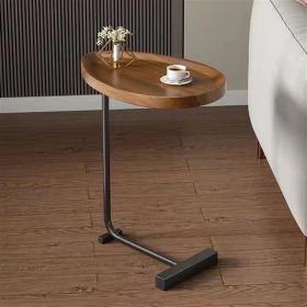 Brown C-shaped Side Table, Living Room Small Sofa Table (Color: Brown)