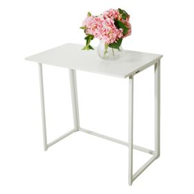 White Particleboard With Triamine Steel Pipe And Foldable N20 Computer Desk (Color: White)