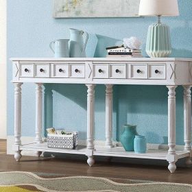 Inch Long Sofa Table With 2 Drawers Of The Same Size And Bottom Storage Rack (Color: White)