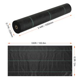VEVOR Weed Barrier Landscape Fabric 6.5 330FT Heavy Duty Woven Weed Control Mat (Color: Black)
