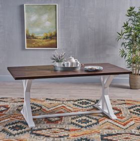 CASSIA FARMHOUSE DINING TABLE (Option: Dark brownWhite)