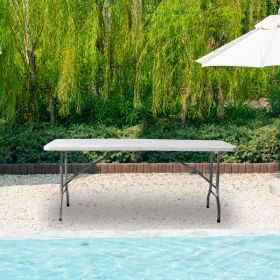 6FT Outdoor Courtyard Foldable Long Table (Color: White)