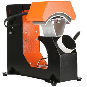 VEVOR 3in1 Auto Hat Heat Press With 3pcs Interchangeable Platens Automatic Release&Press Knob Style Digital Control Panel, Heat Transfer Printing (Option: Black orange)