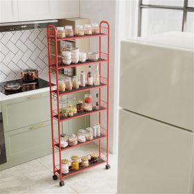 Red 6-story Rolling Cart (Color: Red)