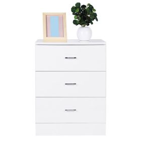 Modern Design 3-drawer Nightstand Glossy White (Option: as picture)