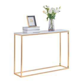 White Rectangular Marble With Gold Legs In The Hallway (Color: White)