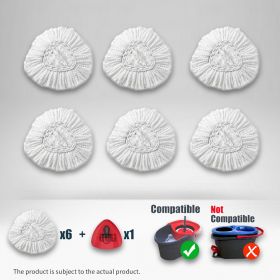 6Pcs Mop Head Replacement,1 Mop Base, Microfiber Mop Head Replacement, White And Red Color, Triangle Shape (Color: White)