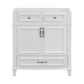 30 Inch Bathroom Vanity No Top, Solid Wood Frame Bathroom Storage Cabinet With Soft Close Door, Frame Only Bathroom Storage Cabinet, Vintage Styl (Color: White)