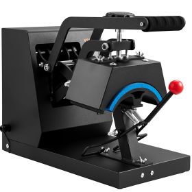 VEVOR Hat Heat Press,Cap Heat Press Machine, 6x3inches Clamshell Sublimation Transfer, LCD Digital Timer Temperature Control With 4pcs Curved Hea (Color: Black)