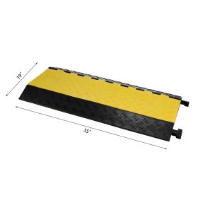 VEVOR 5 Channel Cable Protectors Extreme Rubber Cable Ramps Heavy Duty Protective Cable Wire Cord Ramp Driveway Rubber Traffic Speed Bumps Cable (Option: Black yellow)