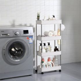 4-ply Plastic Storage Trolley Wide Version - White (Color: White)