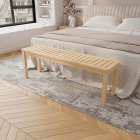 52 Solid Wood Slatted Bench For Living Room, Bedroom, Or Entryway   Durable Natural Hardwood Finish, Perfect For Foot Of Bed Or Entryways, Hallwa (Option: Amber)