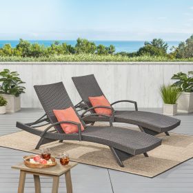 SALEM PE WICKER CHAISE LOUNGE WITH ARM (Color: Grey)