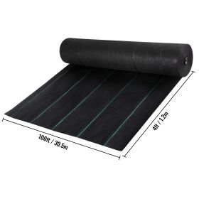 VEVOR Weed Barrier, 5.8oz Landscape Fabric, 3ft X 300ft Cover Mat Heavy Duty Woven Grass Control Geotextile For Garden, Patio, Black (Color: Black)