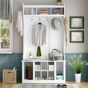 Multi-functional Locker - With The Functions Of A Coat Rack, Shoe Cabinet, Locker (Color: White)