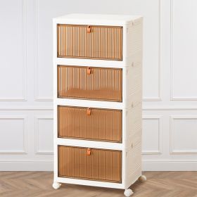 Stackable Plastic Storage Box With Lid (Option: White4 Tier)