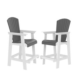 HDPE Outdoor Tall Adirondack Bar Chairs Set Of 2 - High Back, White (Option: Black White)