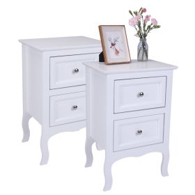Rustic Two-tier Bedside Table - White - Large Size 2 Pieces (Color: White)