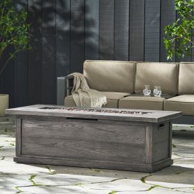 Patio Fire Pit Rectangular Wood Finish MGO Fire Table - 50,000 BT, Grey (Color: Grey)