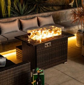 44 Outdoor Propane Fire Pit Table, Ceramic Tabletop Gas Fire Table (Option: Espresso)