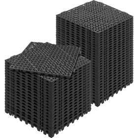 VEVOR Interlocking Tile 50PCS Black, Drainage Tiles Splicing, Soft PVC Interlocking Drainage Floor Tiles, Non-Slip Drainage Holes For Restroom, B (Option: Black 50pcs)