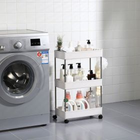 3-ply Plastic Storage Trolley Wide Version - White (Color: White)
