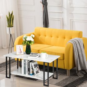 Coffee Table, 2 Layers Of 1.5cm Thick Marble (Color: White)