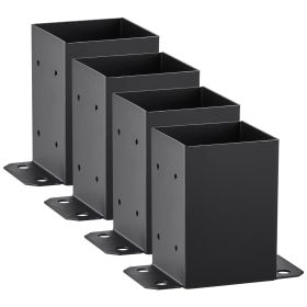 VEVOR 4 Pack 4x4 Post Base Brackets Heavy Duty Wood Post Fence Post Anchor (Option: Black 4pcs)