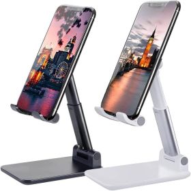 Cell Phone Stand Desktop Holder Tablet Stand Mount Mobile Phone Desktop Tablet Holder Table Cell Foldable Extend Support Desk Mobile Phone Holder (Color: White)