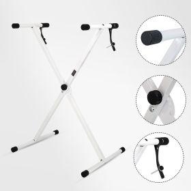 5 CORE Keyboard Stand Single X Style Adjustable Digital Electric Piano Riser Durable & Sturdy Music Synthesizer Holder Stands For 61 76 88 Keys - (Color: KS 1X WH)
