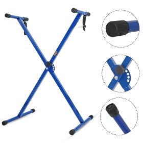 5 CORE Keyboard Stand Single X Style Adjustable Digital Electric Piano Riser Durable & Sturdy Music Synthesizer Holder Stands For 61 76 88 Keys - (Color: KS 1X BLU)