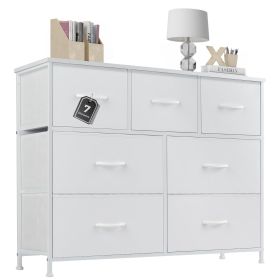 Desser For Bedroom With 7 Fabric Drawers Organizer Storage Closet Chest Clothes For Living Room Display Cabinet Of Furniture (Color: White)